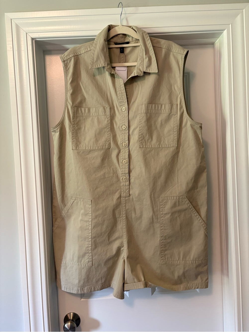Banana Republic Sleeveless Utility Romper Dress in Khaki - Classic Casual